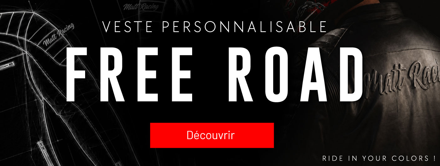 Veste FREE ROAD - cuir moto personnalisable - sortie officielle en Juillet 2026
